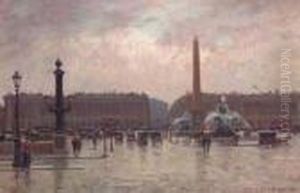 Place De La Concorde Par Temps De Pluie by Victor Brugairolles