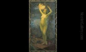 - "le Lampion". Importante Huile
 Sur Toile . Cadre D'origine. Signee En Bas A Droite, Contresignee Et
 Titree Au Dos. 240x120cm