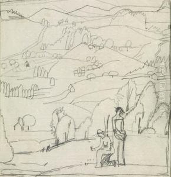 Toggenburger Landschaft Mit Frauenfiguren - view 1