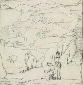 Toggenburger Landschaft Mit Frauenfiguren by Hans Bruhlmann