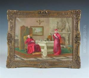 A Painting Of Cardinals by Francois Brunery