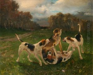 Lotta Di Cani Con Lupo by Pierre Auguste Brunet-Houard