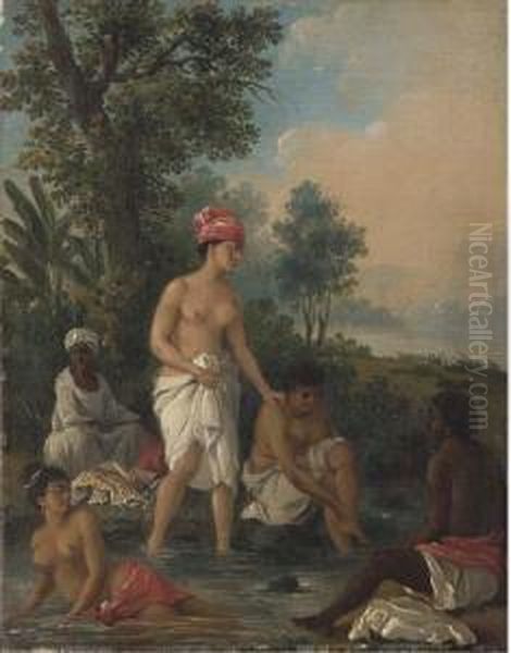 Free Women Of Dominica Bathing In A Stream - view 1