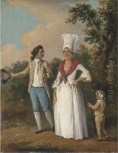 Mulattoes And A Child Promenading, Dominica by Agostino Brunias