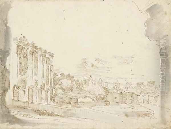 A view of the Roman Forum seen through an arch - view 1