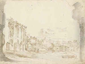 A view of the Roman Forum seen through an arch by Stefano della Bella