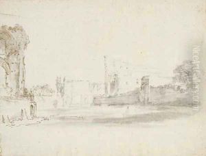 A view of the Roman Forum with the Colosseum and the Arch of Constantine by Stefano della Bella