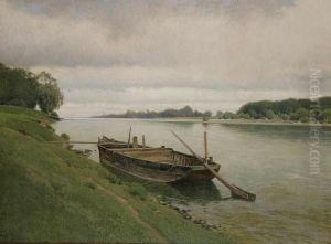 A Landscape With A River by Ferdinand Brunner