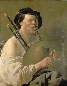A Man Playing the Bagpipes by Hendrick Ter Brugghen