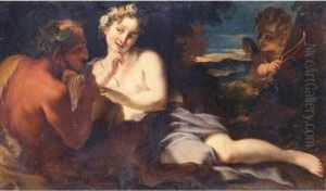 Jupiter And Antiope by Girolamo Brusaferro