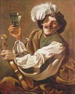 A Violin Player with a Glass of Wine by Hendrick Ter Brugghen