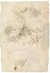 A Double-sided Sheet Of Studies With Designs For A Ceiling Decoration<</b> by Girolamo Brusaferro