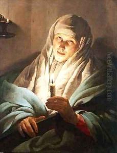A Woman with a Candle and Cross by Hendrick Ter Brugghen