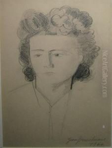 Vrouwenportret by Jean Brusselmans