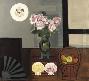 A Still Life With A Flowers, Shells And A Fan A Still Life With A Flowers, Shells And A Fan