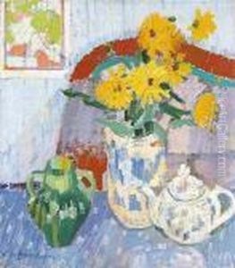 Vase De Fleurs Et Pots Sur La Table - Nature Morte Au Canape (1917) Vase De Fleurs Et Pots Sur La Table - Nature Morte Au Canape (1917)