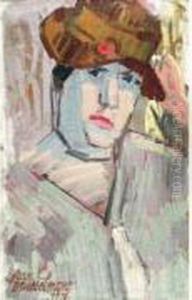 Femme En Bleu - Vrouw In Blauw (1916) by Jean Brusselmans