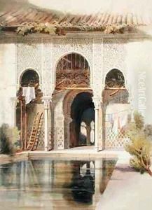 The Court of Myrtles, Alhambra by A. Margaretta Burr