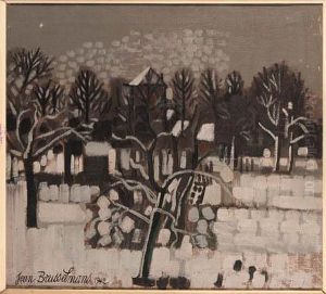 Tuin Onder De Sneeuw - A Snow-covered Winter Landscape by Jean Brusselmans