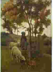 The Little Shepherdess And Her Sheep by Stefano Bruzzi