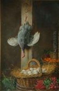 Still Life, Eggs,vegetables And Guinea Fowl