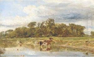 Cattle watering by William Joseph Caesar Julius Bond