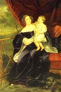 Portrait of Countess O.I. Orlov-Davidov with her Daughter by Karl Pavlovich Bryullov