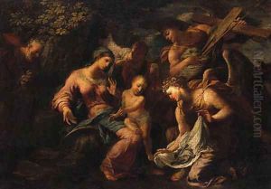 Angels showing the Instruments of the Passion to the Infant Christ and the Holy Family by Antonio Balestra