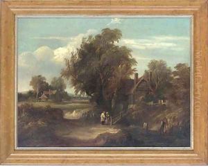 Travellers camped by a stream by Henry John Boddington