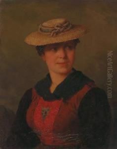 Tyrolean Girl With Hat by Josef Bche