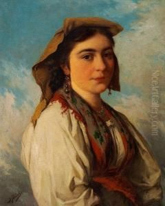 A Young Italian Girl by Josef Bche
