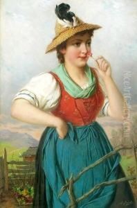 Junges Dirndl Mit Nelke by Josef Bche