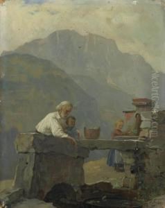 At The Well. by Josef Bche
