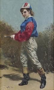 "junge Frau Als Jockey". by Frank Buchser