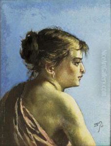 Young Woman Side-faced by Frank Buchser