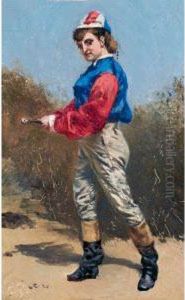 Junge Frau Als Jockey by Frank Buchser