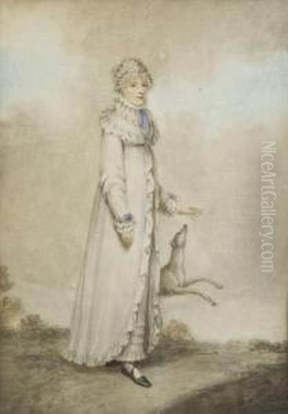 A Fashionable Lady With A Lurcher - view 1