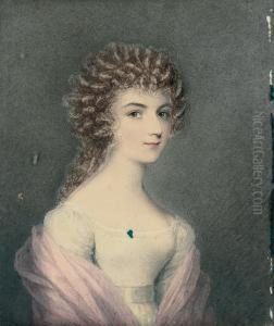 Portrait Of A Young Lady, Bust-length, Wearing A White Dress And Apink Shawl Portrait Of A Young Lady, Bust-length, Wearing A White Dress And Apink Shawl