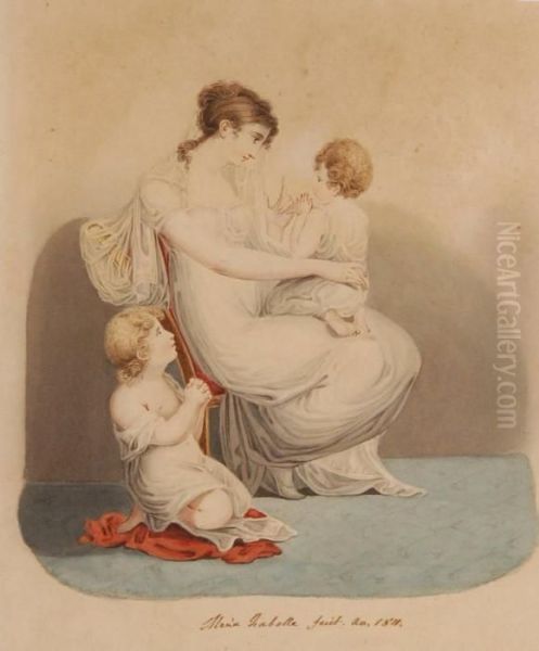 Classical Woman And Children "maria Isabella," - view 1