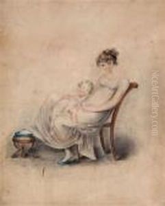 A Study Of A Young Lady With A Child Asleep On Her Lap