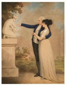 A Lady And Gentleman Looking At A Crouching Venus In A Landscape. A Lady And Gentleman Looking At A Crouching Venus In A Landscape.