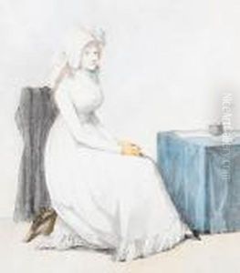 Portrait Of A Lady, Seated Before A Writingtable by Adam Buck