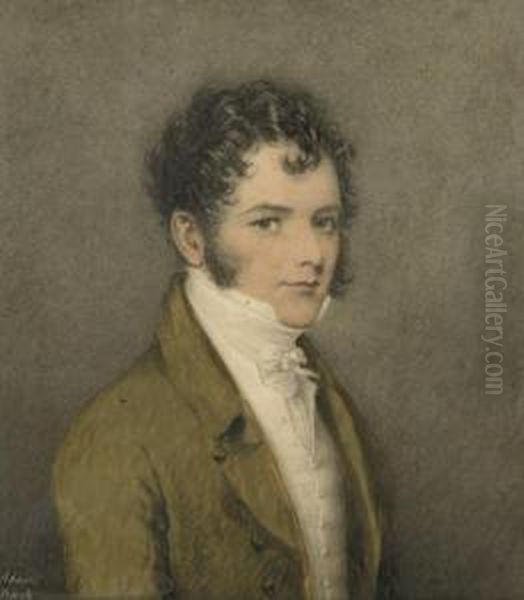 Portrait Of A Young Gentleman,
Half-length, In A Green Coat With A White Waistcoat And Stock - view 1