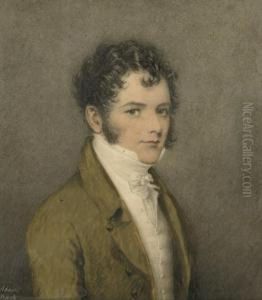 Portrait Of A Young Gentleman, 
Half-length, In A Green Coat With A White Waistcoat And Stock