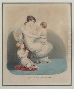 Portrait Of A Lady With Her Two Children by Adam Buck