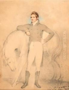 A Gentleman, In Hunting Costume Leaning Against His Horse