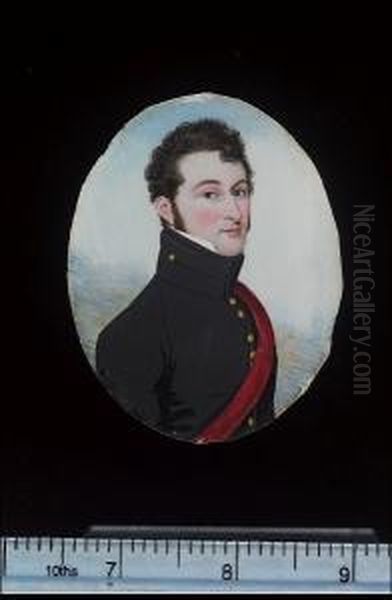 An Infantry Officer, Wearing
Undress Dark Blue Frock-coat, His Gilt-buttons In Pairs, A Crimson Sash
Across His Chest - view 1