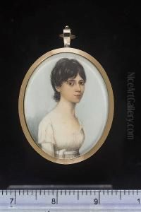 A Double-sided Miniature Of Two
Young Ladies, Both Wearing White Dresses, One With Lace Trim To The
Neckline by Frederick Buck