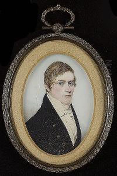 A Gentleman, Wearing Black Coat,
Cream Waistcoat And White Frilled Shirt (hairline Cracks) - view 1