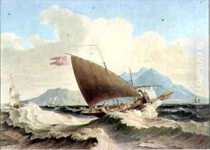 View of the Island of Lipari and a Maltese Speronare by William H. Burnett